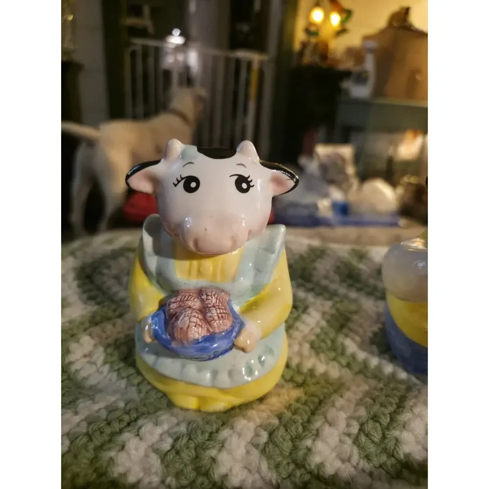 Cow Creamer & Sugar Set Mr and Mrs Applause Ceramic 39048 Collectible Home Decor